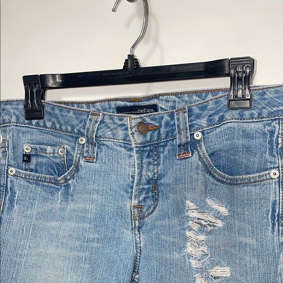 Refuge Denim Blue Distressed Women's Shorts - Picture 2 of 10